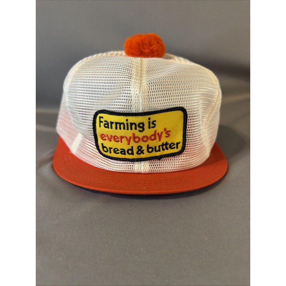 Vintage Farming K Products USA All Mesh Trucker Hat Snapback Green Pom Pom Cap